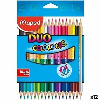 Farveblyanter Maped Duo Color\' Peps	 Multifarvet 18 Dele Dobbelt afsluttet (12 enheder)