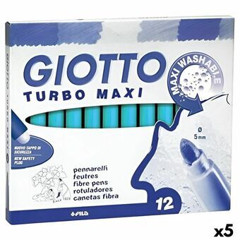Sæt med Fiberpenne Giotto Turbo Maxi Himmelblå (5 enheder)