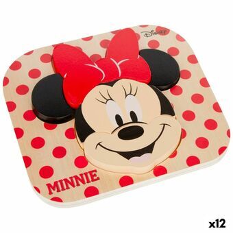 Børne Puslespil af Træ Disney Minnie Mouse + 12 måneder 6 Dele (12 enheder)