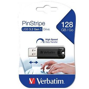 USB-stik Verbatim PinStripe 3.0 Sort 128 GB