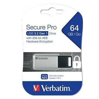 USB-stik Verbatim Secure Pro Sort Sort/Grå 64 GB