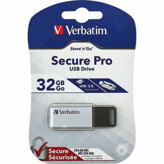 USB-stik Verbatim Secure Pro Sølvfarvet Sølv