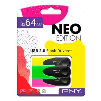 USB-stik PNY Sort Multifarvet 64 GB