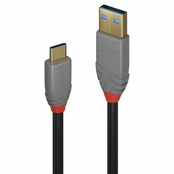 USB A til USB C-kabel LINDY 36911 Sort Antracit