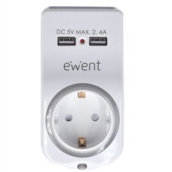 Vægstik med 2 USB-porte Ewent EW1225 16A 3680 W