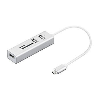 USB Hub Nilox NX090301141 Hvid Sølvfarvet