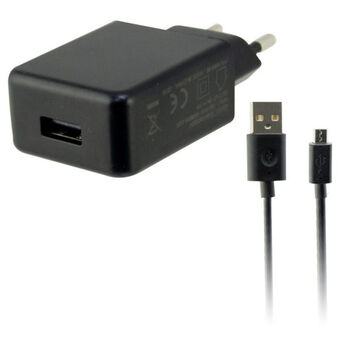 Vægoplader + USB mikrokabel KSIX USB 2A Sort