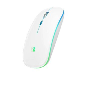 Trådløs Bluetooth mus Subblim Ratón Inalámbrico Bluetooth + RF RGB LED Dual Flat Mouse White