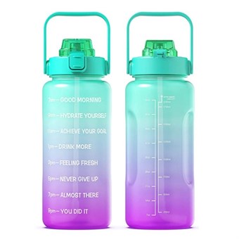 Fitness Vandflaske med Sugerør - BPA FRI - 2000 ml - Pink/Green