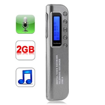  Digital Diktafon 2 GB - MP3-Afspiller og USB-Stik