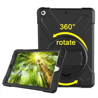 Unique Defense 360° Rotation Cover med holder og håndrem til iPad 9.7 (2018) / iPad 9.7 (2017) - Sort