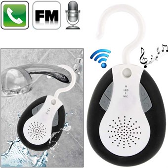 Waterproof Bluetooth Shower Speaker m/ FM funktion og Mic.  - Sort