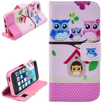 Stand Kort Pung etui iPhone 5 / iPhone 5S / iPhone SE 2013 - Owl Party