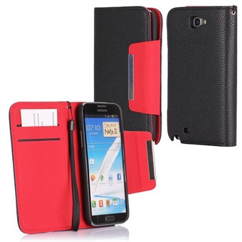 SmartPurse Case -Galaxy Note II (Sort/Rød)