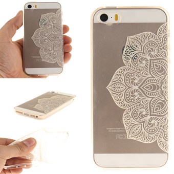Modern art silikonecover til iPhone 5 / iPhone 5S / iPhone SE 2013 - Hvid Blomst