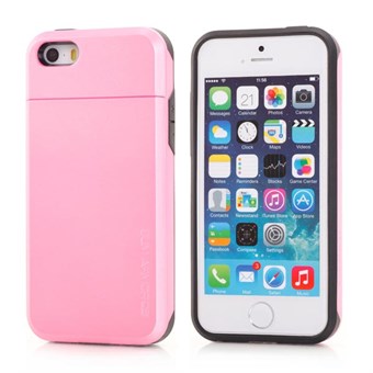 SPIGEN plast og silikonecover m. skjult kortholder til iPhone 5/5S - Pink