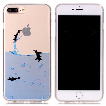 Designer motiv silikone cover til iPhone 7 Plus / iPhone 8 Plus - penguin