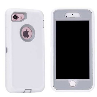 Cover all plast-/silikonecover til iPhone 7 / iPhone 8 - Hvid grå
