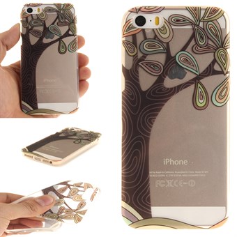 Modern art silikonecover til iPhone 5 / iPhone 5S / iPhone SE 2013 - Træ