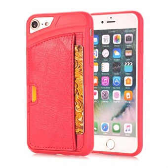 Smart card silikonecover til iPhone 7 / iPhone 8 - Rød