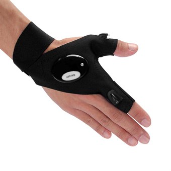 Handske med lys /Finger glove light - til højrehånd