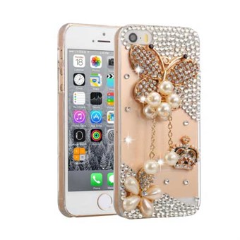 Luxuz Bling bling cover iPhone 5 / iPhone 5S / iPhone SE 2013 - Pearl Butterfly 