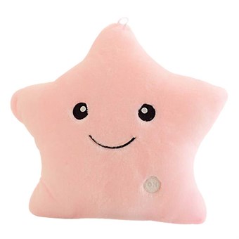 Smiley Stjernepude med LED lys / Glow Pillow - Pink
