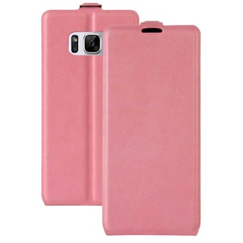 Vertical Flip Etui i PU Læder og TPU til Samsung Galaxy S8 Plus - Pink