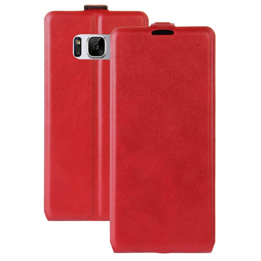 Vertical Flip Etui i Læder og TPU til Samsung Galaxy S8 Plus - Rød
