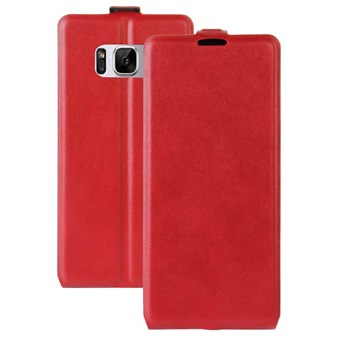 Vertical Flip Etui i PU Læder og TPU til Samsung Galaxy S8 Plus - Rød