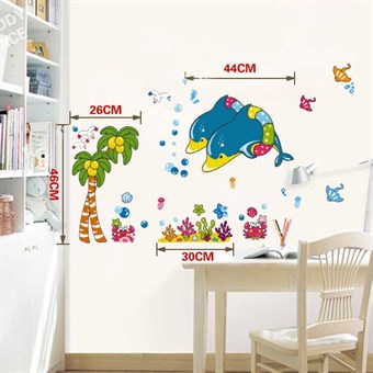 TipTop Wallstickers Happy Dolphin & Coconut Palm Pattern