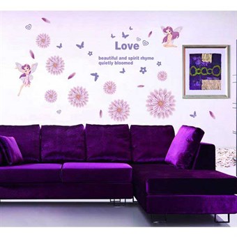 TipTop Wallstickers (Romantic Purple Flowers & Cartoon)