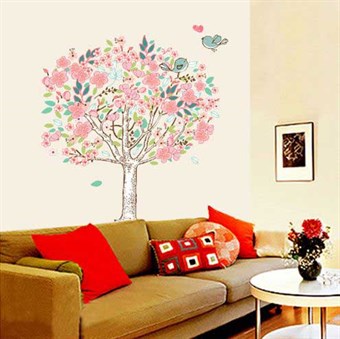 TipTop Wallstickers Pink Love Flowers Tree & Birds