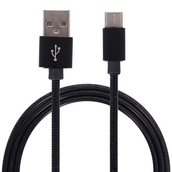 Metal kabel USB Type C 3.1 til USB Type A 2.0 / 1m  - Sort