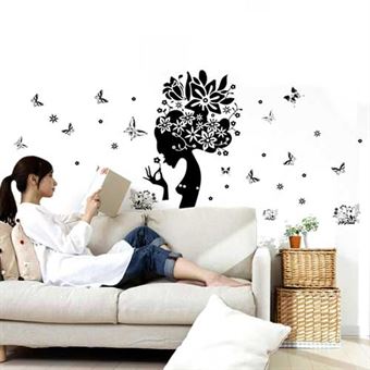 Wall Stickers - Kvinde m. sommerfugle