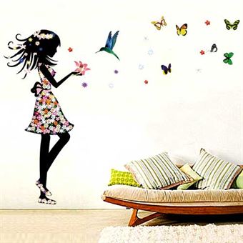 Wall Stickers - Pige med kolibri