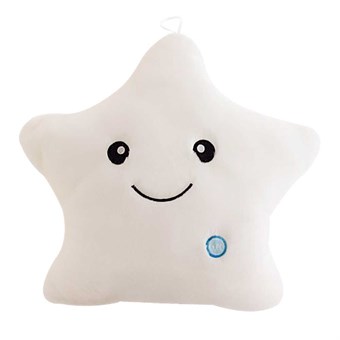 Smiley Stjernepude med LED lys / Glow Pillow - Hvid