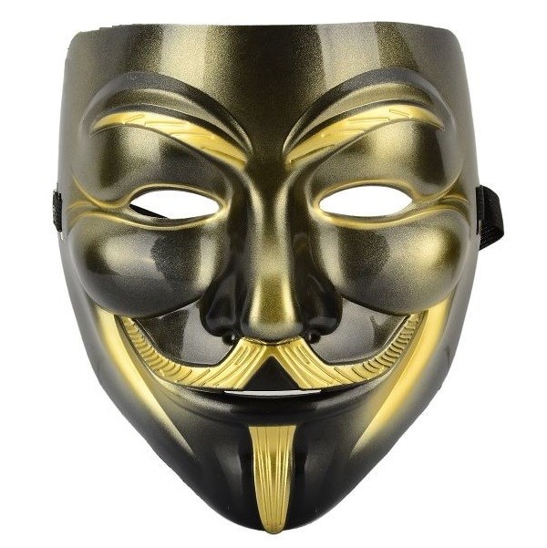 Buy masks. Золотая маска Анонимуса. Анонимус в золотой маске. Маска вендетта Золотая.
