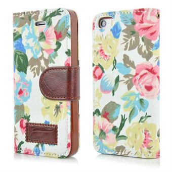 Flower Premium Etui til 5 / 5S / SE 2013- Hvid