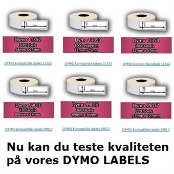 Prøvepakke på Dymo Labels