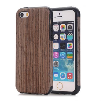 Premium træ udseende cover i silikone iPhone 5 / iPhone 5S / iPhone SE 2013 brun