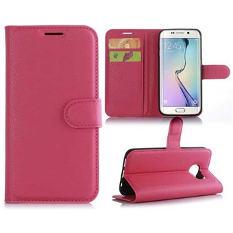 Klassisk kreditkort etui Galaxy S7 Edge cover (rose red)