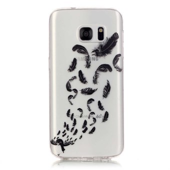Stylish transparent Samsung Galaxy S7 Edge silikone cover Penguin Feather
