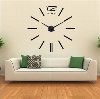 Moderne 120x120 cm væg ur i art deko stil sort