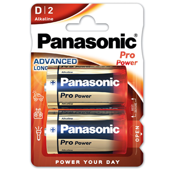 Panasonic Pro Power Alkaline D batterier - 2 stk
