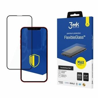 3MK FlexibleGlass Max iPhone 13/13 Pro 6,1" sort, Hybridglas med forstærkede kanter.