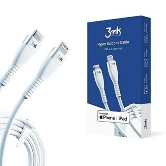 3MK HyperSilicone MFI USB-C/Lightning kabel hvid 1m 20W 3A