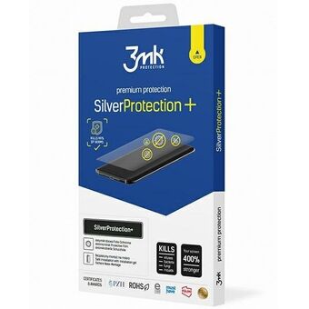 3MK Silver Protect+ til iPhone 15 Plus 6.7" er en antibakteriel film, der påføres vådt under montering.