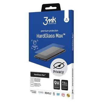 3MK HardGlass Max Privacy til iPhone 15 Pro Max 6.7" i sort, Fuldscreen Glas.