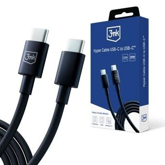 3MK Hyper Cable USB-C - USB-C 100W 1.2m Sort Kabel